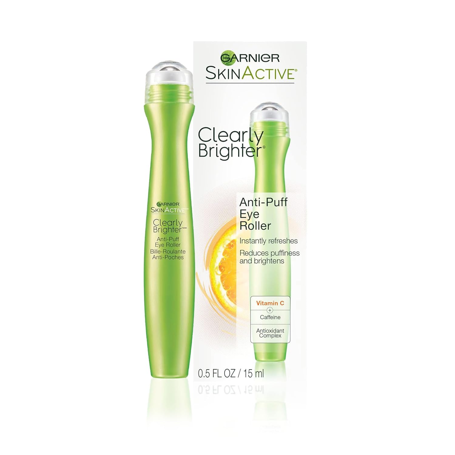 11 Garnier Clearly Brighter Anti-Puff Eye Roller, Dark Circles Under Eye Treatment with Caffeine and Vitamin C, 0.5 Fl Oz (15mL) - Image 1