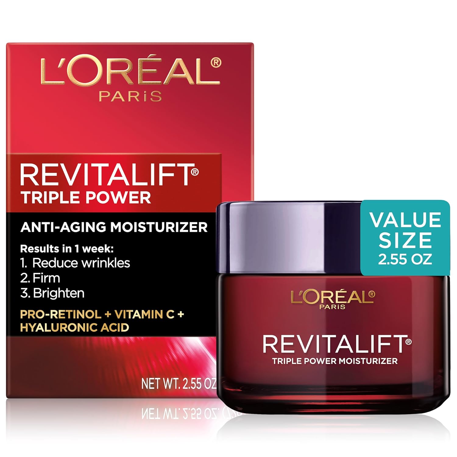 5 L'Oreal Paris Revitalift Triple Power Anti-Aging Face Moisturizer, Pro Retinol, Hyaluronic Acid & Vitamin C, Reduce Wrinkles 2.55 Oz - Image 1